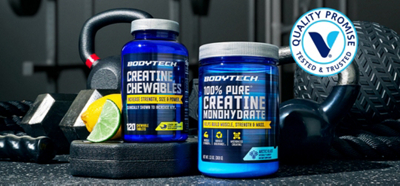 BodyTech Creatine chewables and Monohydrate Jars