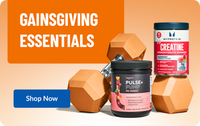 Gainsgiving Essentials. Shop Now. Legion Pulse+ Pump Pre-Workout and MyProtein Creatine Monohydrate Gummies.