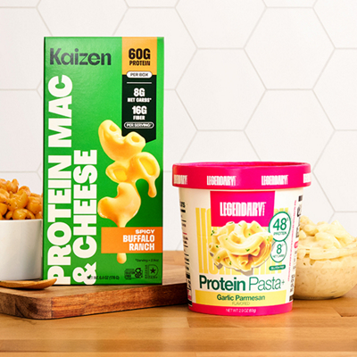 One Kaizen Protein Mac & Cheese and one Legendary Protein Pasta