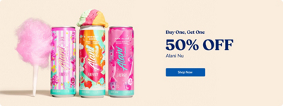 Buy One, Get One 50% Off Alani Nu. Shop Now. Three Alani Nu energy drinks