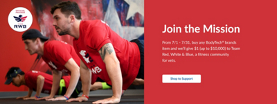 Three men doing push ups in their Team RWB t-shirts