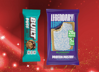 One Built bar and one Legendary Foods Protein pastry 