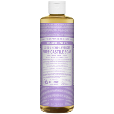 18-in-1 Hemp Pure-Castile Soap - Made with Organic Oils - Lavender (16 Fluid Ounces)