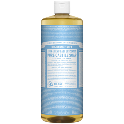 Baby-Mild Pure Castille Soap - Made with Organic Oils - Unscented (32 Fluid Ounces)