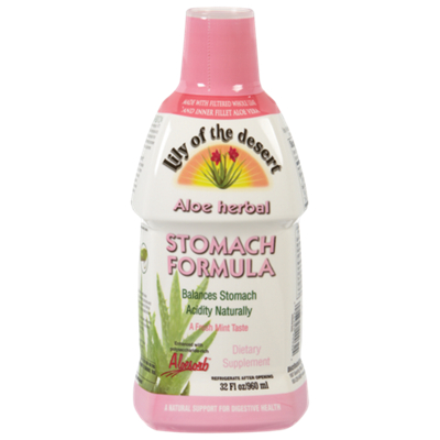 Aloe Herbal Stomach Formula with Whole Leaf & Inner Fillet Aloe - Fresh Mint Taste (32 Fluid Ounces)