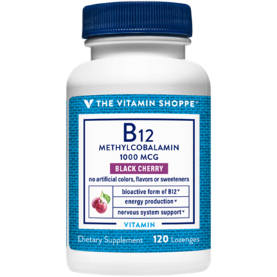 B12 Methylcobalamin - Energy Production & Nervous System Support - 1,000 MCG - Black Cherry (120 Lozenges)