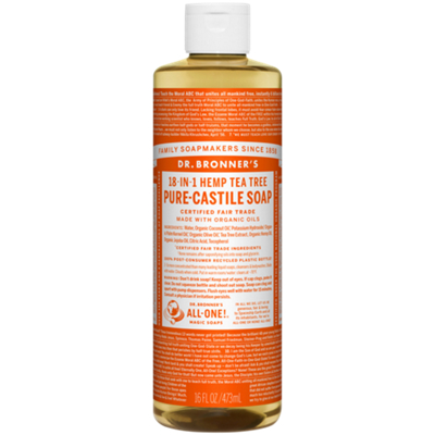 18-in-1 Hemp Pure-Castile Soap - Made with Organic Oils - Tea Tree (16 Fluid Ounces)