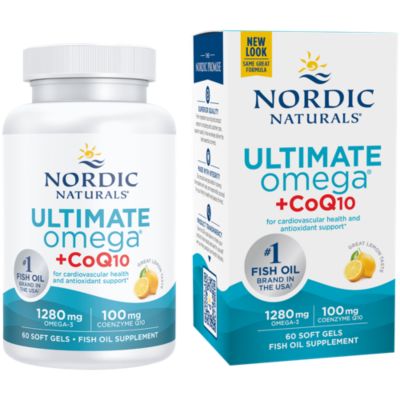 Ultimate Omega +CoQ10 – 1,280 MG Total Omega-3s + 100 MG CoQ10 – Lemon (60 Softgels)