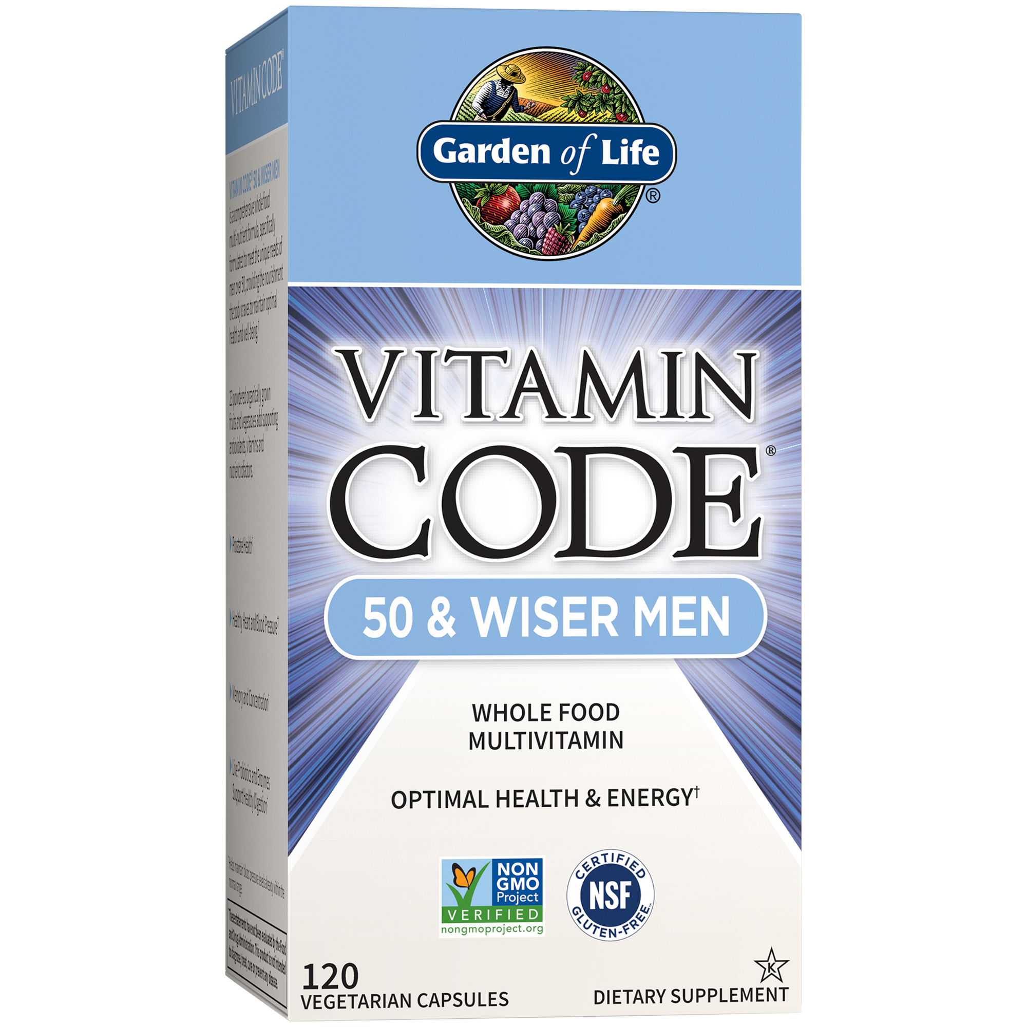 Vitamin Code 50  Wiser Men  Raw Whole Food Multivitamin 120 Vegetarian Capsules