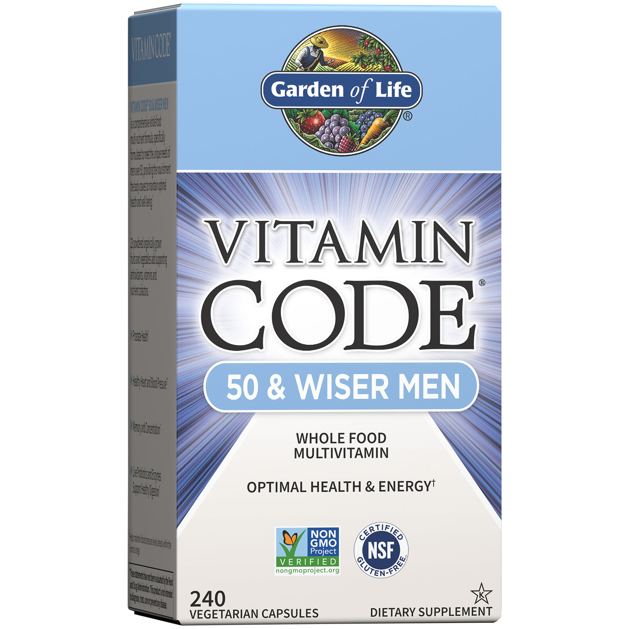 Vitamin Code 50  Wiser Men  Raw Whole Food Multivitamin 240 Vegetarian Capsules
