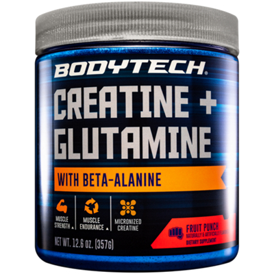 Creatine + Glutamine with Beta-Alanine Powder – Micronized – Fruit Punch (12.6 oz./31 Servings)
