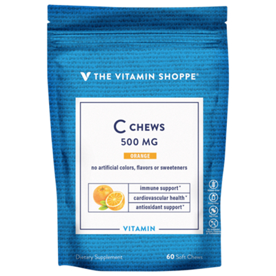 Vitamin C - Promotes Cardiovascular Health, Antioxidant & Immune Support - 500 MG - Orange (60 Soft Chews)