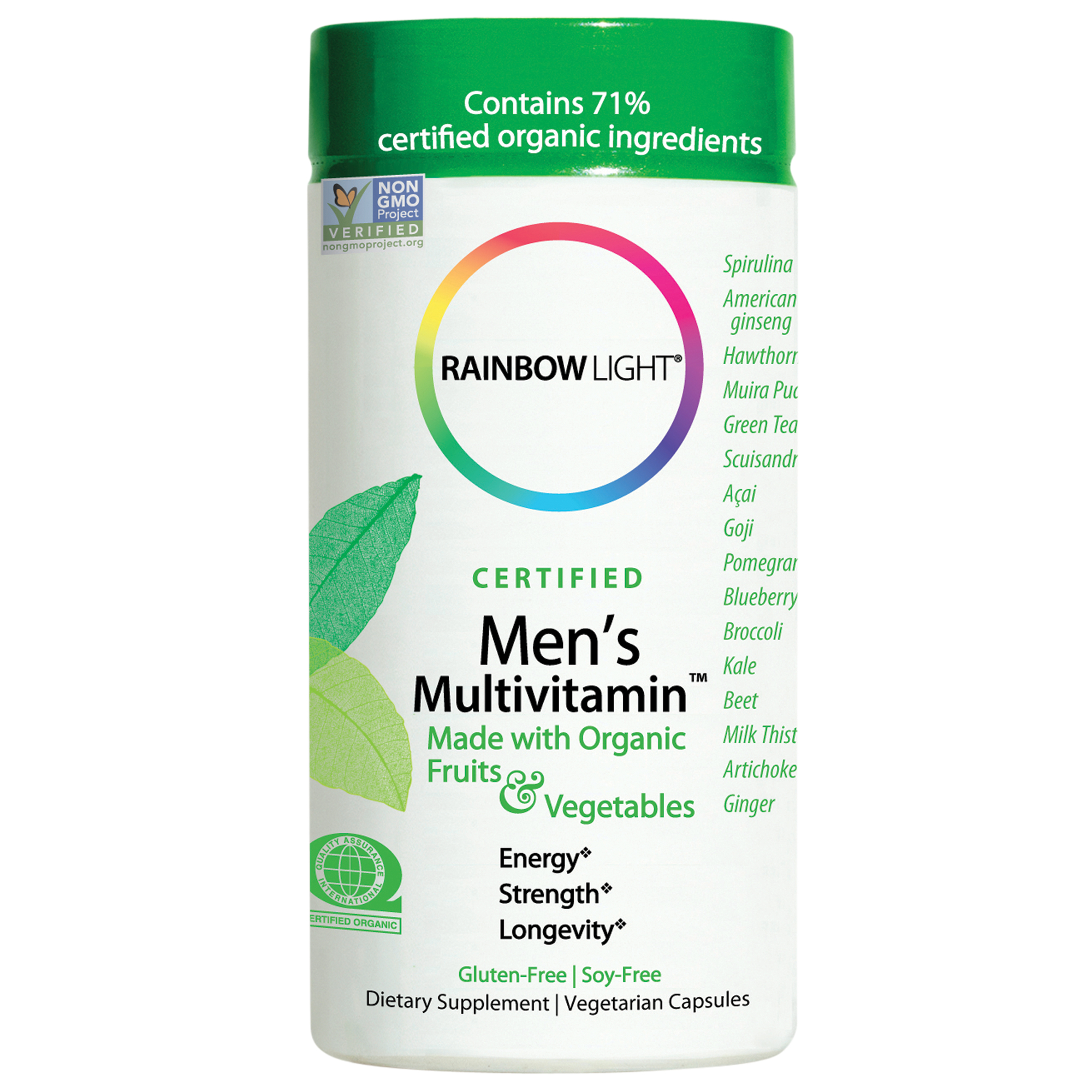 Organic Whole Food Multivitamin for Men 120 Vegetarian Capsules