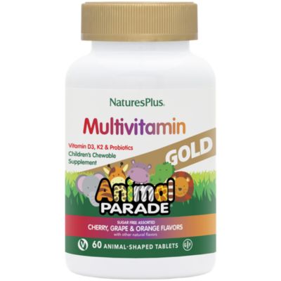 Animal Parade Gold Multivitamin for Kids with Organic Whole Foods - Cherry,  Orange & Grape (60 Chewable Tablets) by Natures Plus at the Vitamin Shoppe