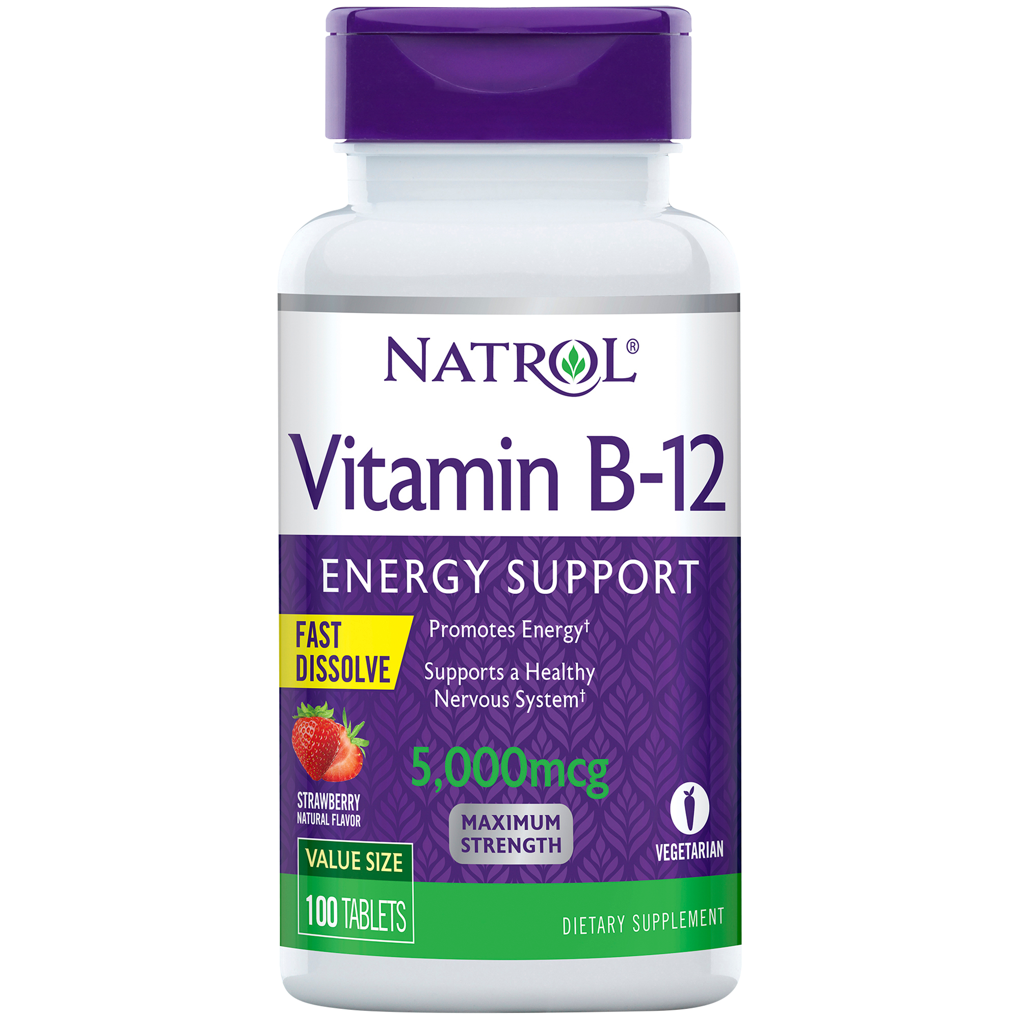 Vitamin B12  Fast Dissolve Strawberry  5000 MCG 100 Tablets