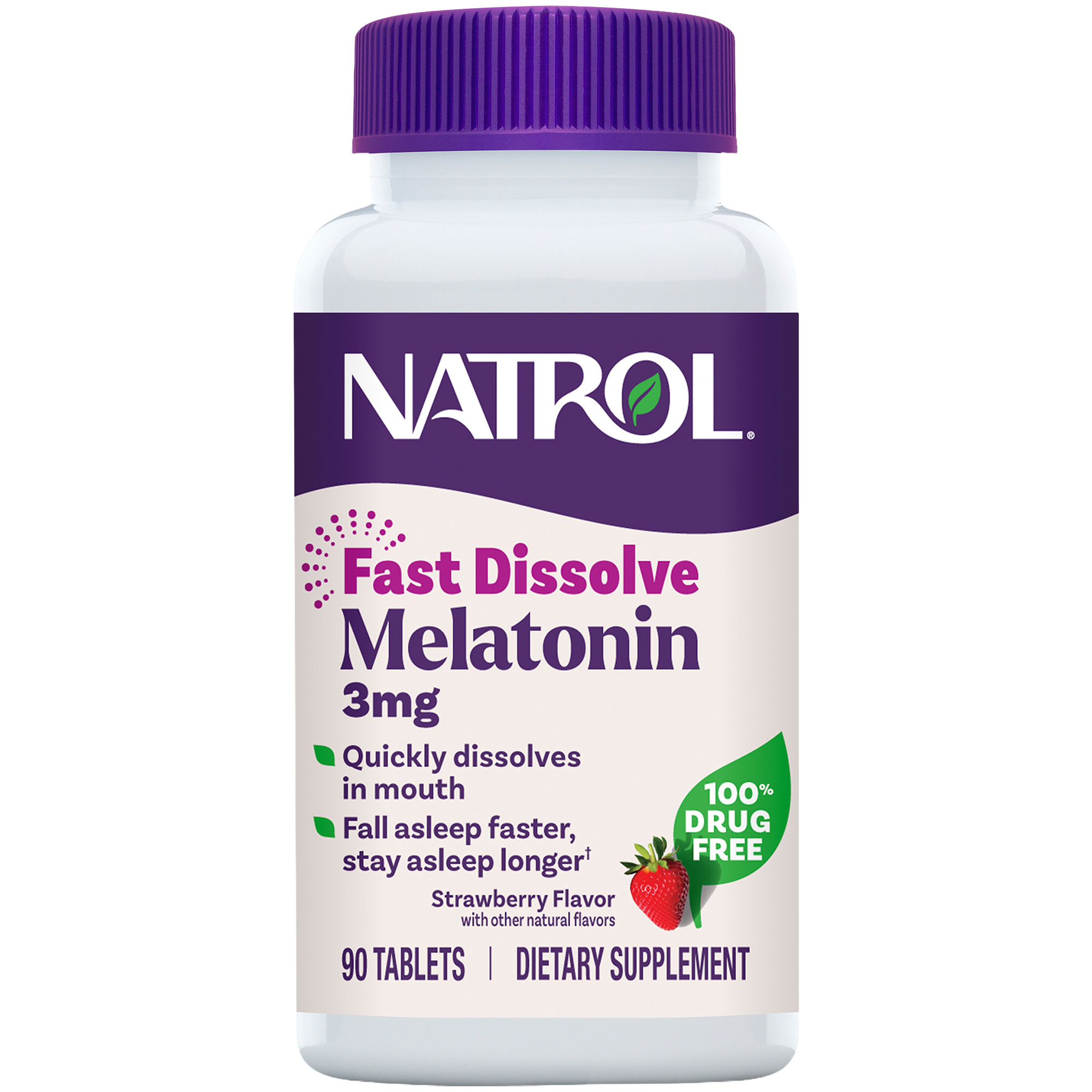 Melatonin Fast Dissolve  Strawberry  3 MG 90 Tablets