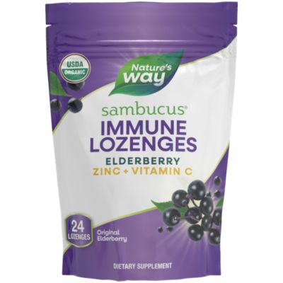 Organic Sambucus Elderberry Zinc Lozenges with Vitamin C - Honey Lemon (24  Lozenges) by Natures Way at the Vitamin Shoppe