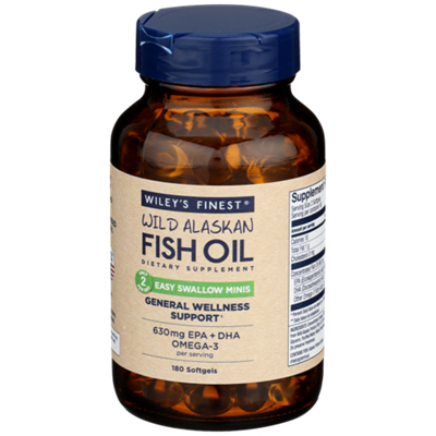 Wild Alaskan Fish Oil Minis - 630mg EPA + DHA Omega 3 per Serving (180 Softgels)