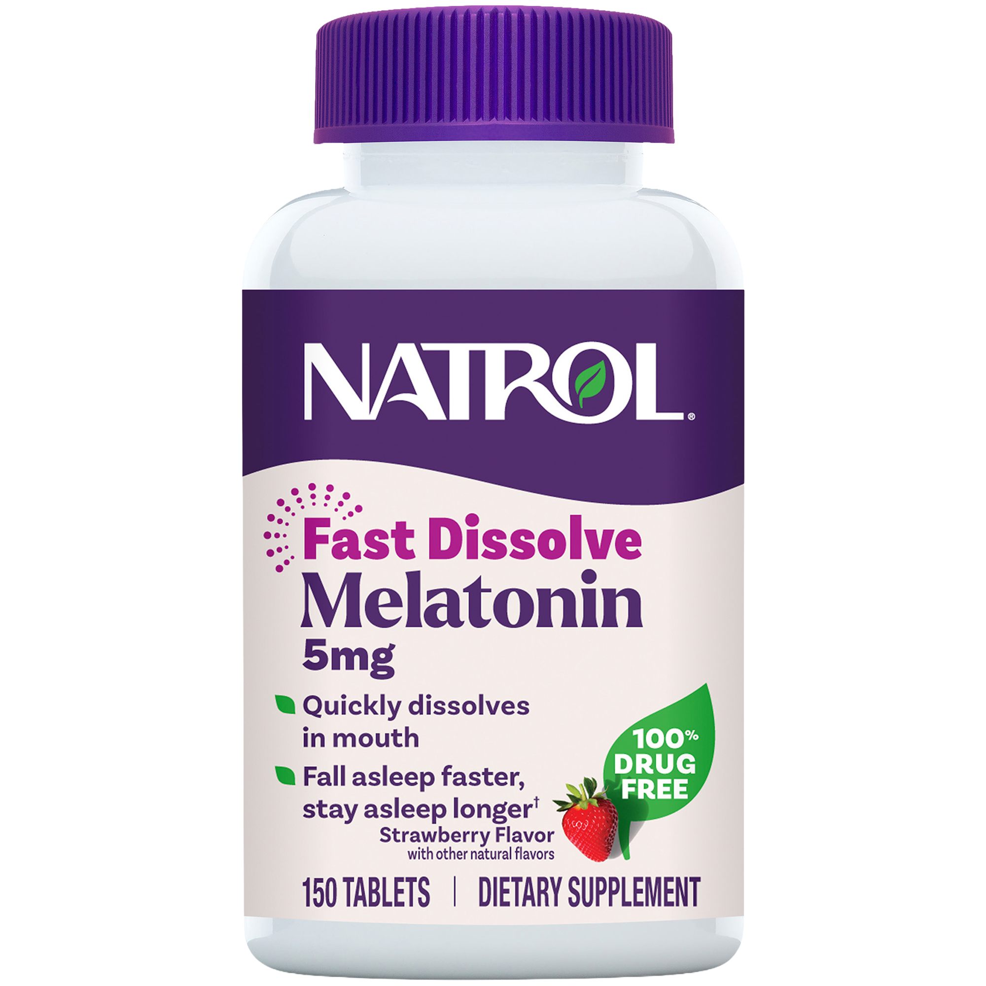 Melatonin Fast Dissolve  Strawberry  5 MG 150 Tablets