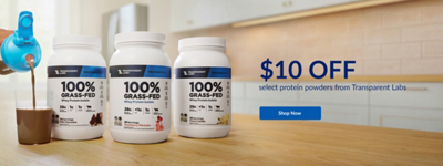 Two bottles of Transparent Labs protein