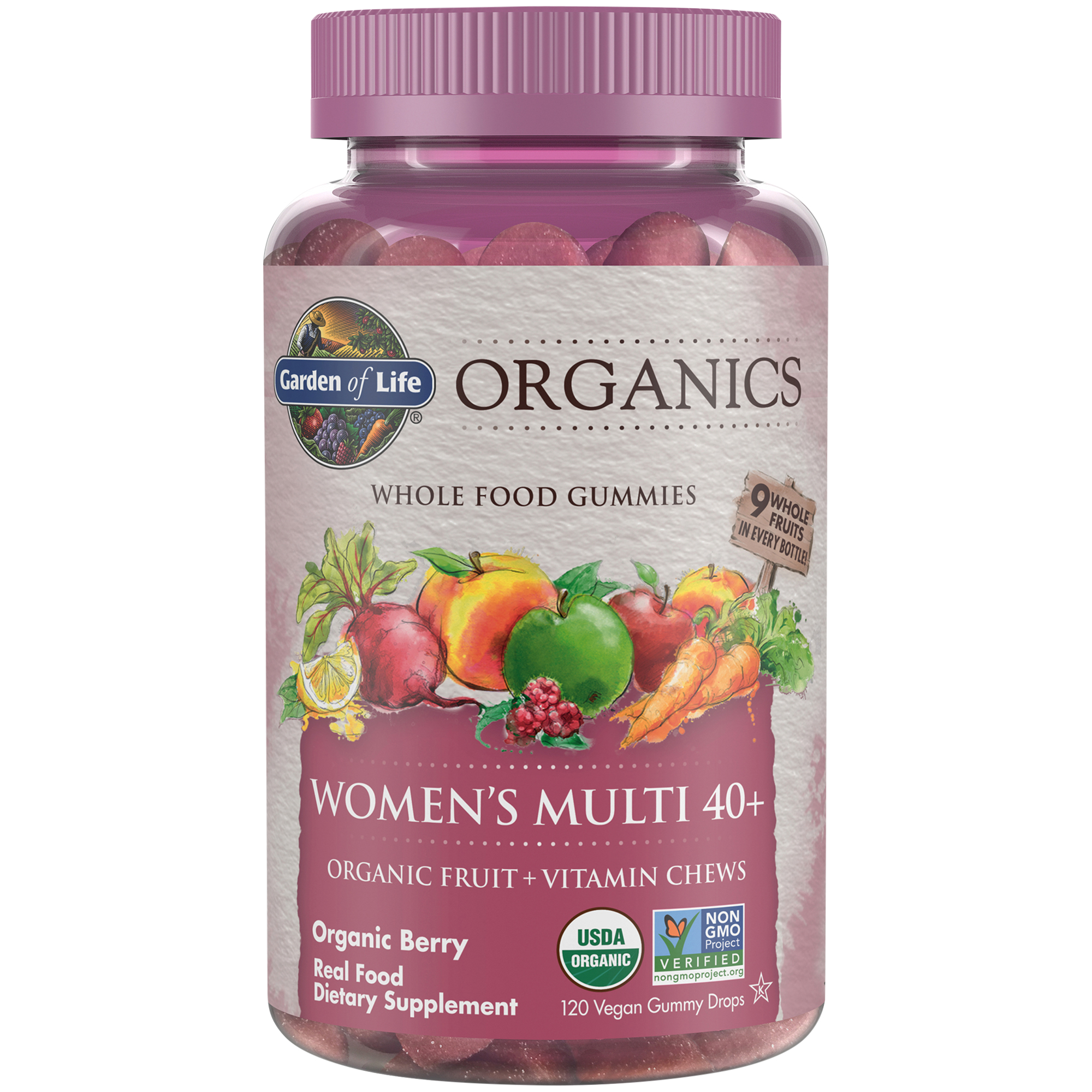 Garden Of Life Organics Whole Food Multivitamin for Women 40+ – Organic Berry (120 Vegan Gummies)