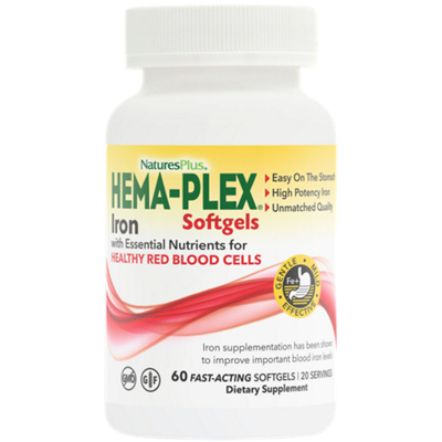 Hema-Plex Iron with 85 MG of Elemental Iron - Total Blood Health (60 Softgels)