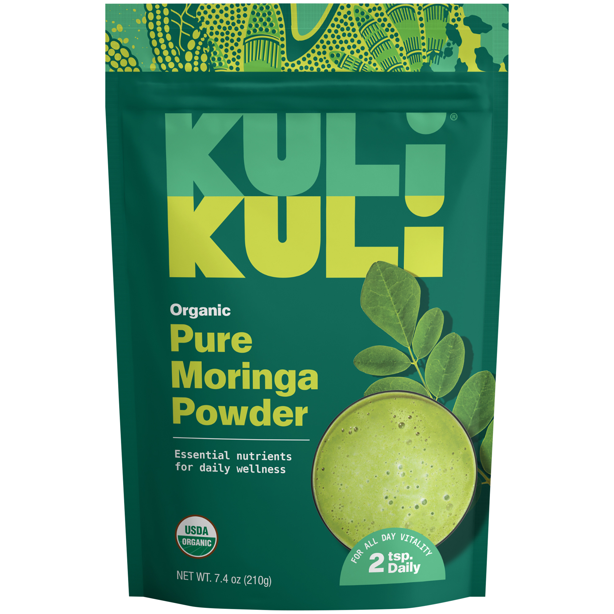 Organic Pure Moringa Vegetable Powder  Calcium Iron  Vitamin A 74 oz  21 Servings