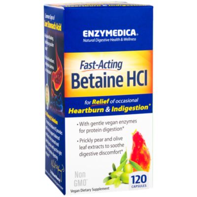 Betaine HCl Fast Acting for Digestive Support 120 Capsules by