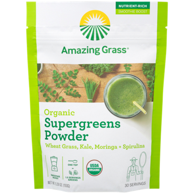 Organic Super Greens Powder - Wheat Grass, Kale, Moringa + Spirulina (30 Servings)