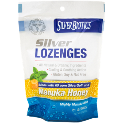 Silver Biotics Silver Lozenges with Manuka Honey - 60 PPM - Mint (21 Lozenges)