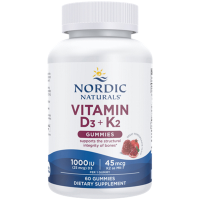 Vitamin D3 + K2 Gummies – Supports Bone Health & Structure – Pomegranate (60 Gummies)