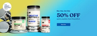 Buy One, Get One 50% Off sports peptides from MuscleTech. Shop Now. The Sports Peptides Spot. Two MuscleTech items