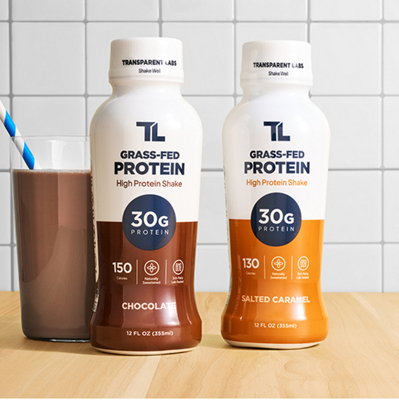 Two Transparent Labs Grass-Fed Protein shakes