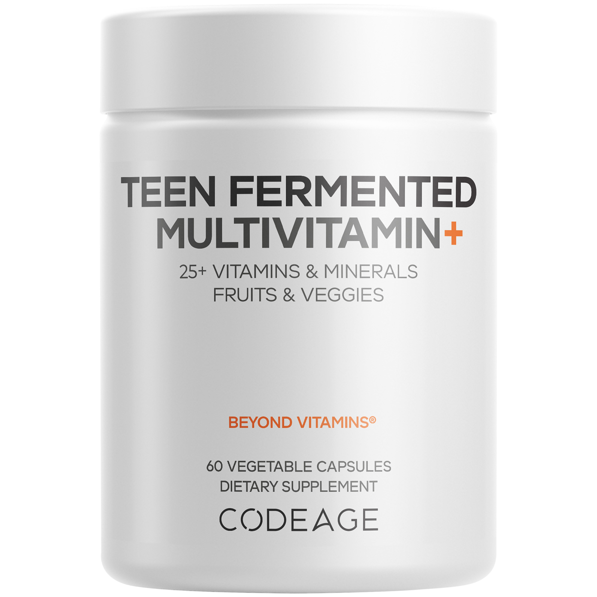 Teen Fermented Multivitamin  25 Daily Vitamins  Minerals for Teenagers Boys  Girls Aged 1218 60 Capsules