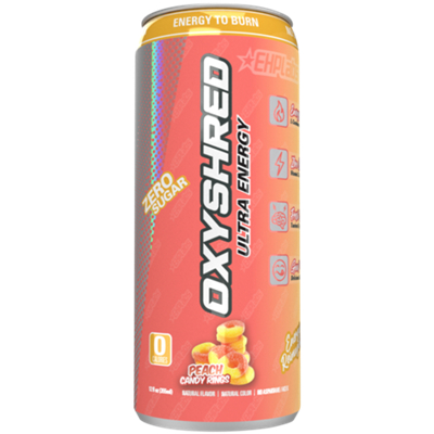 OxyShred Energy Drink with L-Carnitine - Peach Candy Rings (12 Drinks, 12 Fl Oz. Each)