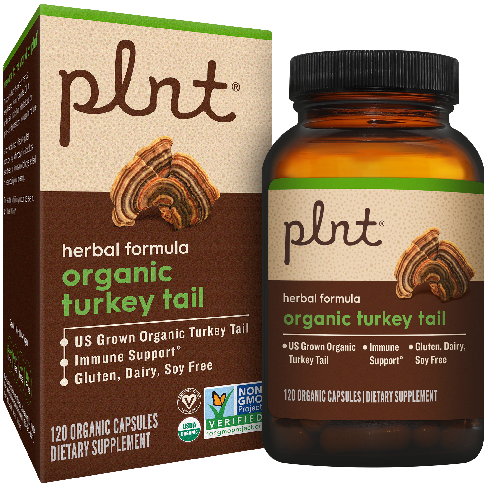 Organic Turkey Tail  Mushroom Herbal Formula for Immune Support 120 Organic Capsules