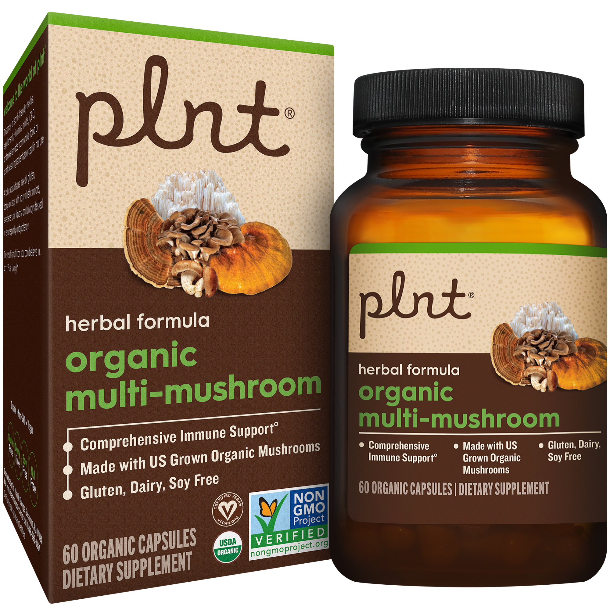 Organic MultiMushroom  Herbal Formula for Comprehensive Immune Support 60 Capsules