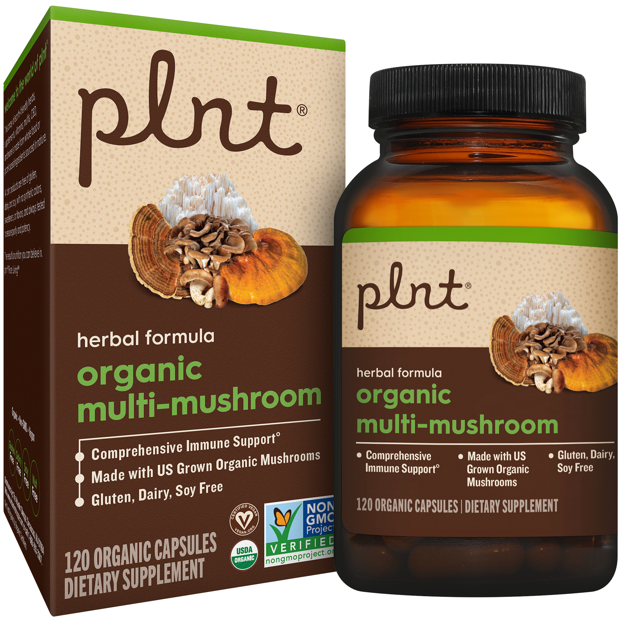 Organic MultiMushroom  Herbal Formula for Comprehensive Immune Support 120 Capsules