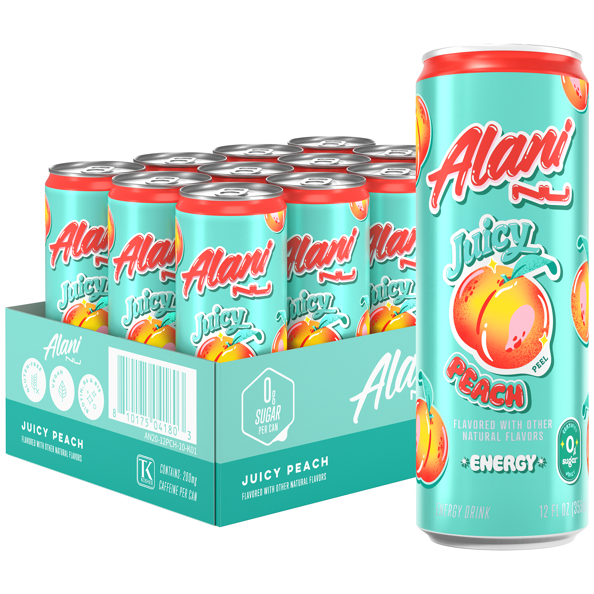 Energy Drink  Juicy Peach 12 Drinks  12 Fl Oz Each