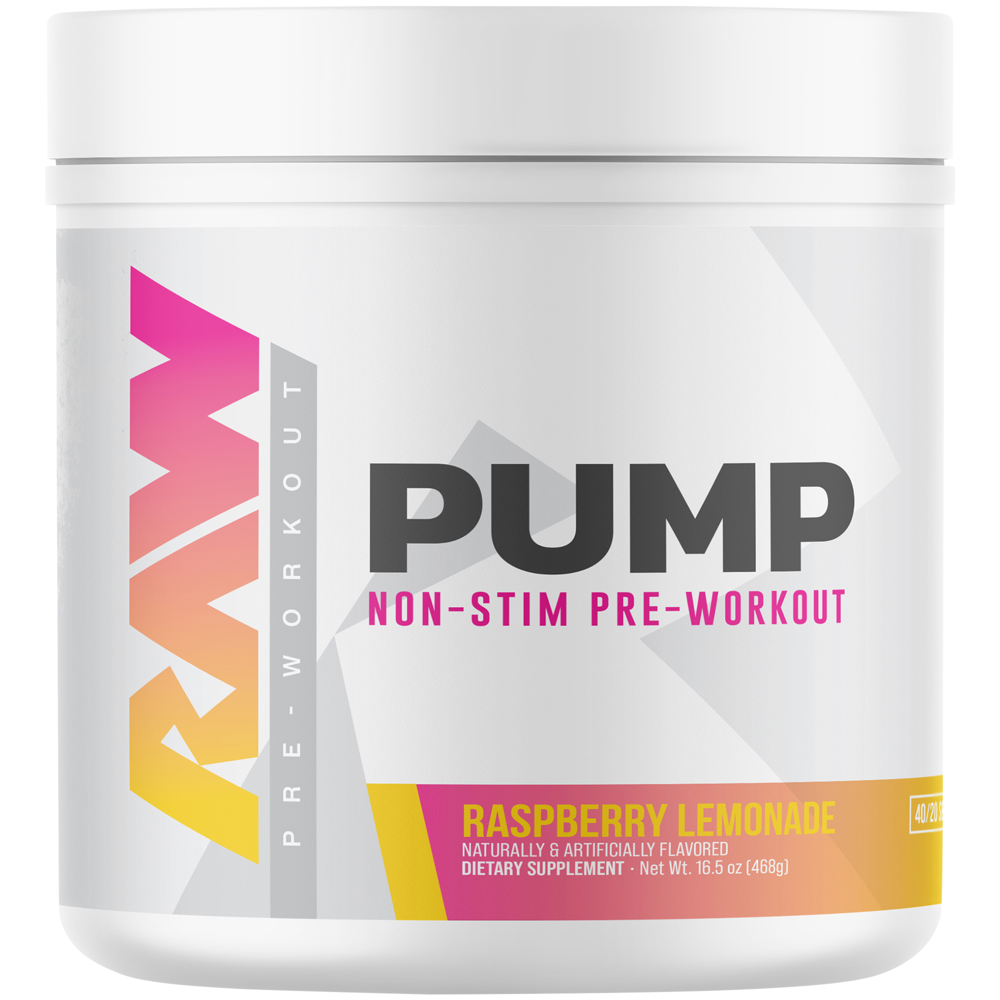 RAW Pump – Non-Stim Pre-Workout – Raspberry Lemonade (16.5 oz./40 Servings)