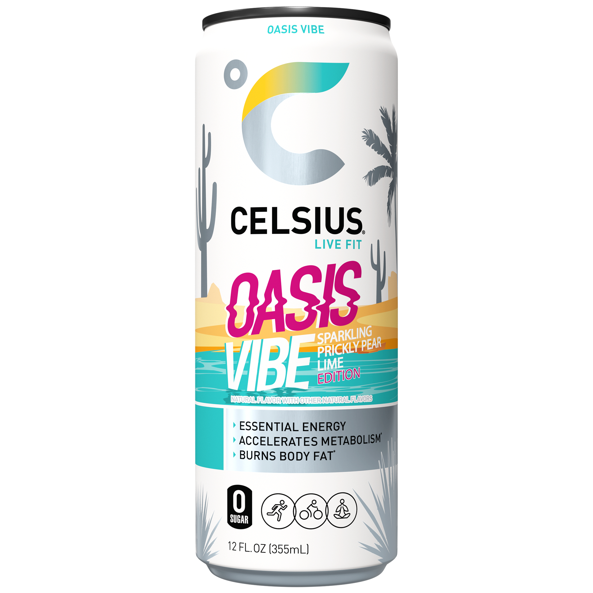 Celsius Sparkling Energy Drink  Oasis Vibe 12 Drinks 12 Fl Oz Each