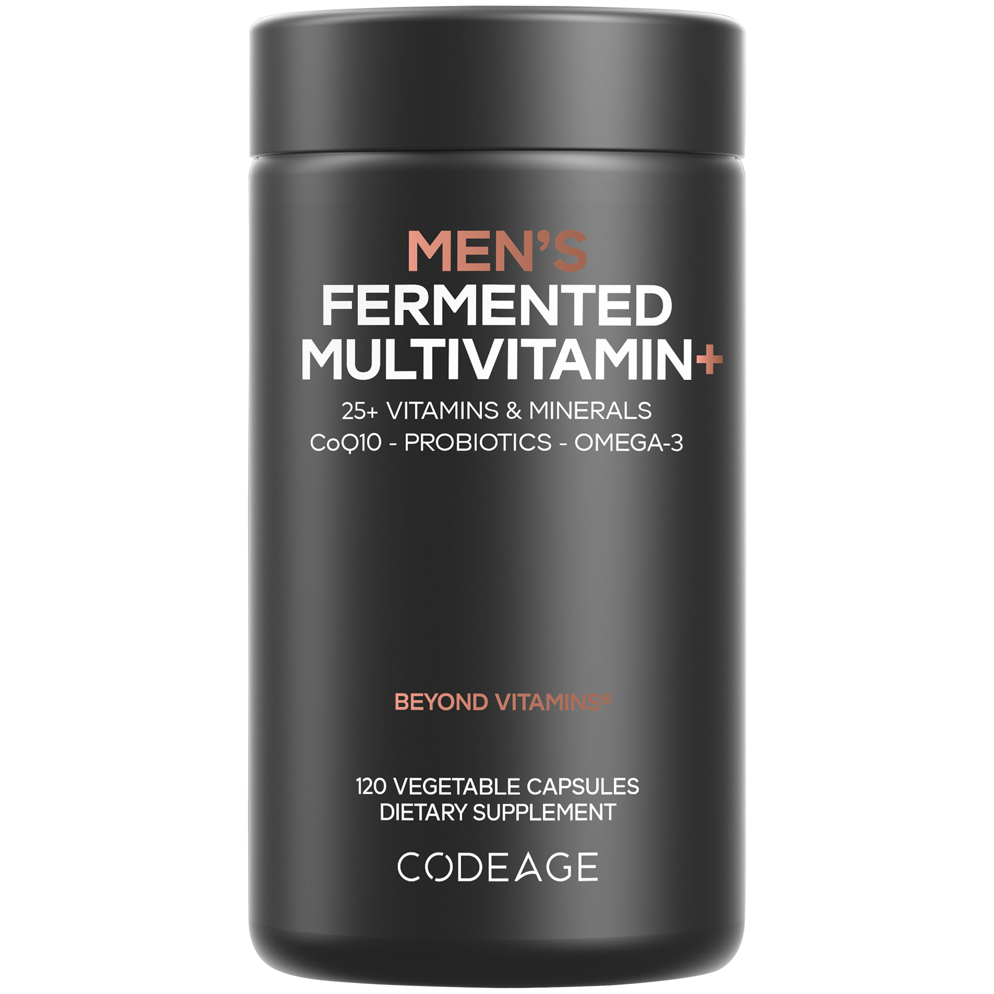 Mens Daily Multivitamin with 25 Vitamins  Minerals  Whole Food  Fermented 120 Capsules
