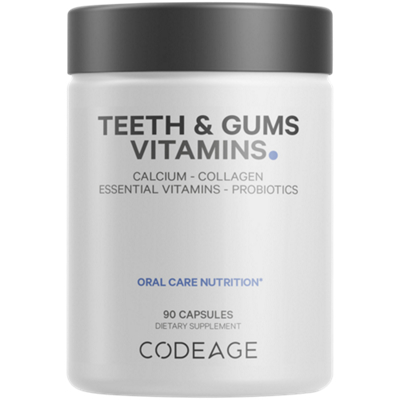 Teeth & Gums with Vitamin D3 & K2, Calcium, Oral Care Collagen & Probiotic, Potassium (90 Capsules)