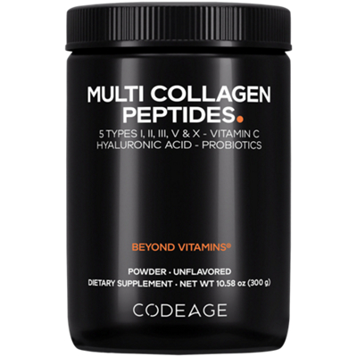 Multi Collagen Peptides + Probiotics with Vitamin C & Hyaluronic Acid - Black Edition (10.58 Oz.)
