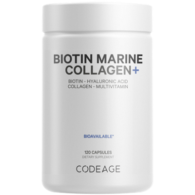 Biotin Marine Collagen - Hydrolyzed Fish Collagen, Vitamin C & E, Hair, Skin & Joint Support (120 Capsules)