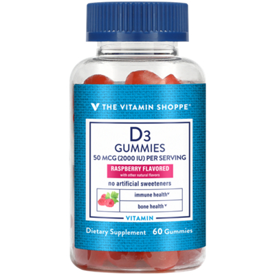 Vitamin D3 Gummies – Supports Immune & Bone Health – 2,000 IU - Raspberry (60 Gummies)