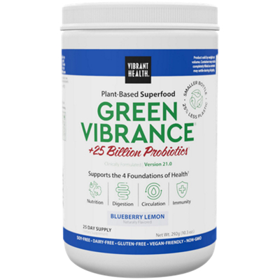 Green Vibrance Plant-Based Superfood Powder + 25 Billion Probiotics – Blueberry Lemon (25 Servings)