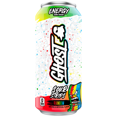 GHOST Energy Drink - Zero Sugar - Sour Strips Rainbow (12 Drinks, 16 Fl Oz. Each)