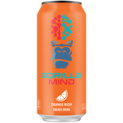 Gorilla Mind Energy Drink – Orange Rush (12 Drinks, 16 fl. oz. Each) 