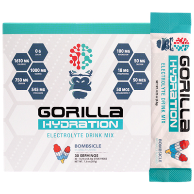 Gorilla Hydration Electrolyte Drink Mix - Bombsicle (30 Single Serving Packets)